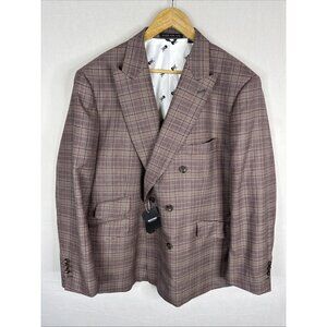 Indochino Yaletown 64 Double Breasted Wool Plaid Blazer Mens 50R NWT